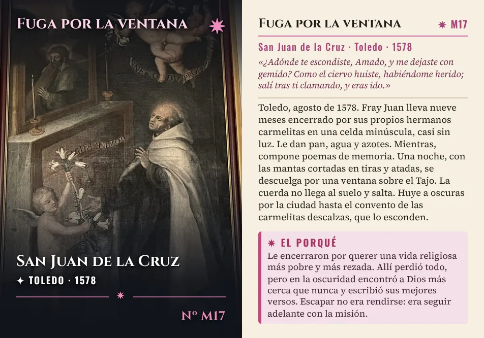 Estampa del momento estelar «Fuga por la ventana»: San Juan de la Cruz en Toledo