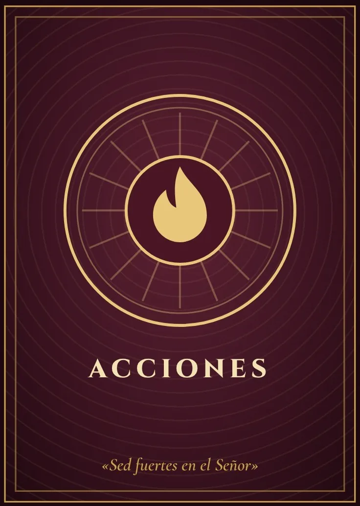 Dorso granate de las acciones, con una llama